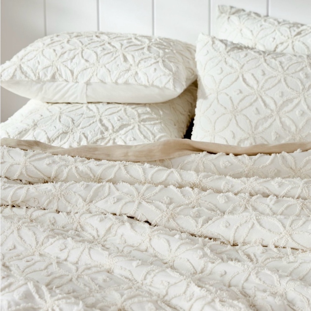 Cream Textured Pillows with Intricate Design